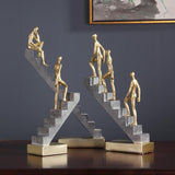 Climbing Thinker Sculpture – Modern Gold Abstract Art Décor - A - 