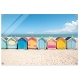 “Coastal Candy Huts” | Wall Art Print - Acrylic Print - 50x75 cm / 20x30″ - 