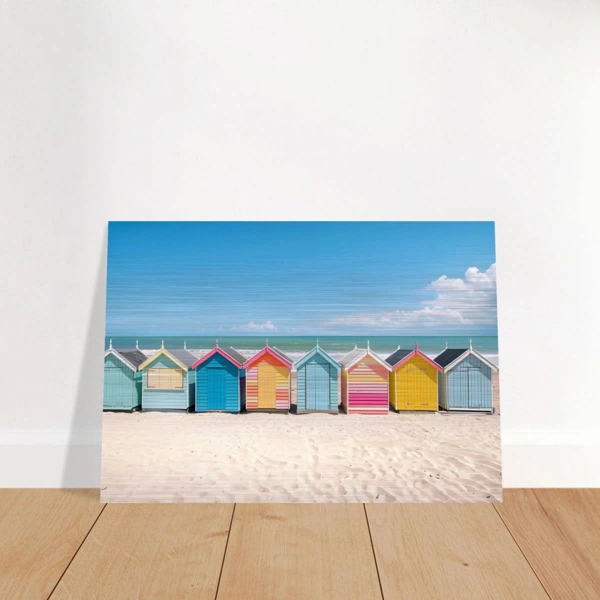 “Coastal Candy Huts” | Wall Art Print - Brushed Aluminum Print - 70x100 cm / 28x40″ - 