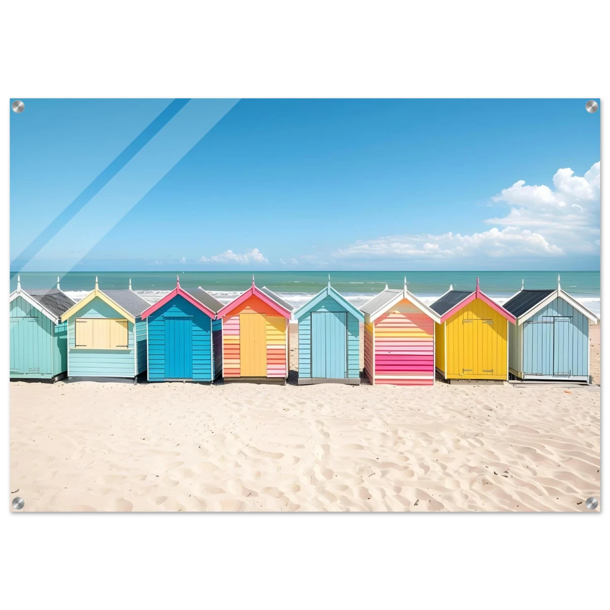 “Coastal Candy Huts” | Wall Art Print - Acrylic Print - 70x100 cm / 28x40″ - 