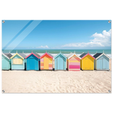 “Coastal Candy Huts” | Wall Art Print - Acrylic Print - 60x90 cm / 24x36″ - 