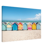“Coastal Candy Huts” | Wall Art Print - Canvas - 50x75 cm / 20x30″ - 