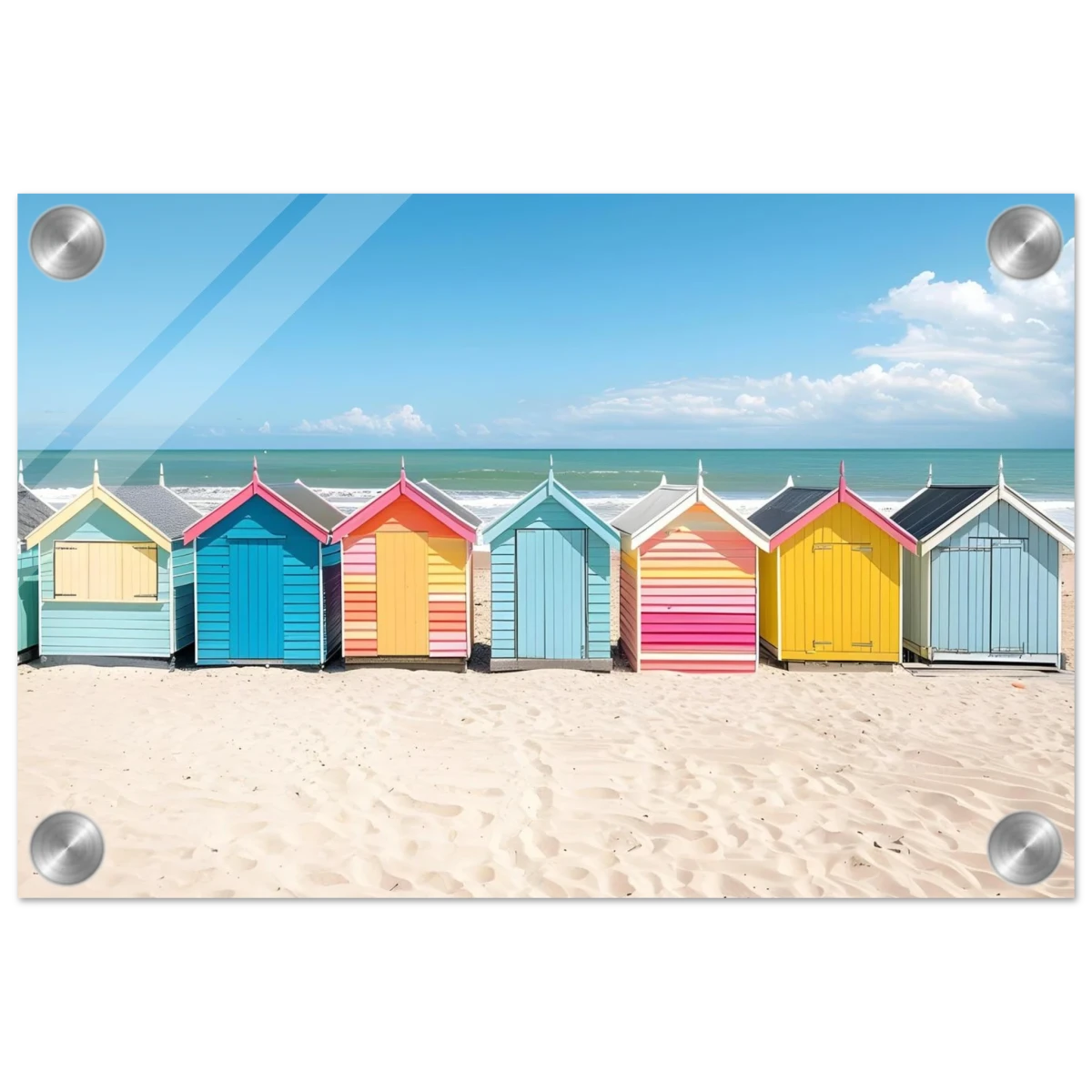“Coastal Candy Huts” | Wall Art Print - Acrylic Print - 20x30 cm / 8x12″ - 