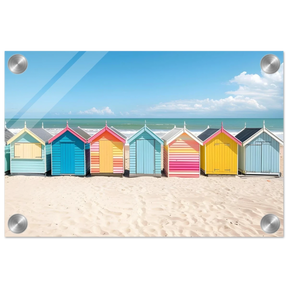 “Coastal Candy Huts” | Wall Art Print - Acrylic Print - 20x30 cm / 8x12″ - 