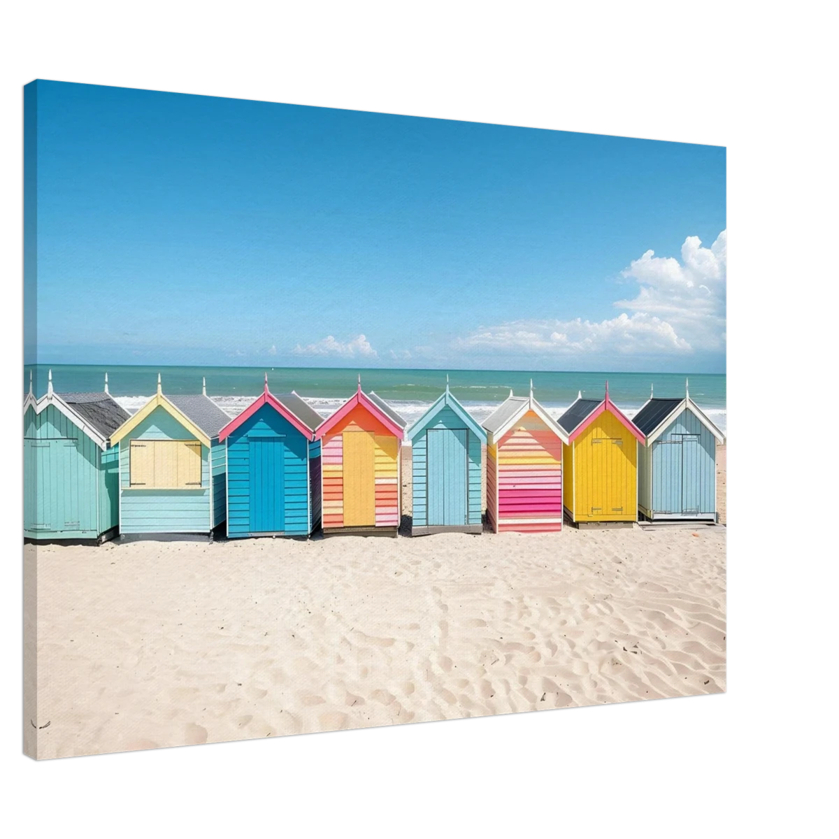 “Coastal Candy Huts” | Wall Art Print - Canvas - 70x100 cm / 28x40″ - 