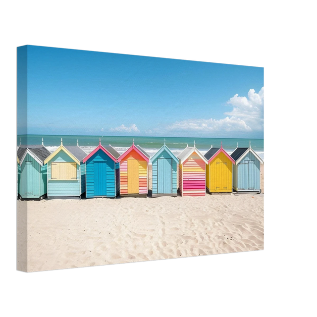 “Coastal Candy Huts” | Wall Art Print - Canvas - 30x45 cm / 12x18″ - 