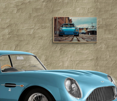 Coastal Classic | Porsche Canvas Print (50x100cm) 🏎️🌊 - Framed Canvas - 30x45 cm / 12x18″ - Wood frame