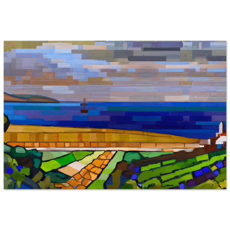"Coastal Harmony" – A Modern Seascape | Abstract Geometric wall Art print - 40x60 cm / 16x24″ - Brushed Aluminum Print - 