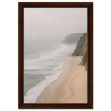 Coastal Reverie – Misty Cliffs & Gentle Shore Wall art print - Framed Canvas - 30x45 cm / 12x18″ - Dark wood frame