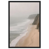 Coastal Reverie – Misty Cliffs & Gentle Shore Wall art print - Framed Canvas - 60x90 cm / 24x36″ - Black frame