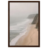 Coastal Reverie – Misty Cliffs & Gentle Shore Wall art print - Framed Canvas - 50x75 cm / 20x30″ - Dark wood frame