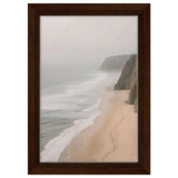 Coastal Reverie – Misty Cliffs & Gentle Shore Wall art print - Framed Canvas - 20x30 cm / 8x12″ - Dark wood frame
