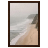 Coastal Reverie – Misty Cliffs & Gentle Shore Wall art print - Framed Canvas - 40x60 cm / 16x24″ - Dark wood frame