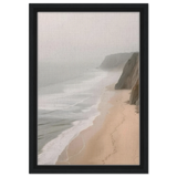 Coastal Reverie – Misty Cliffs & Gentle Shore Wall art print - Framed Canvas - 30x45 cm / 12x18″ - Black frame