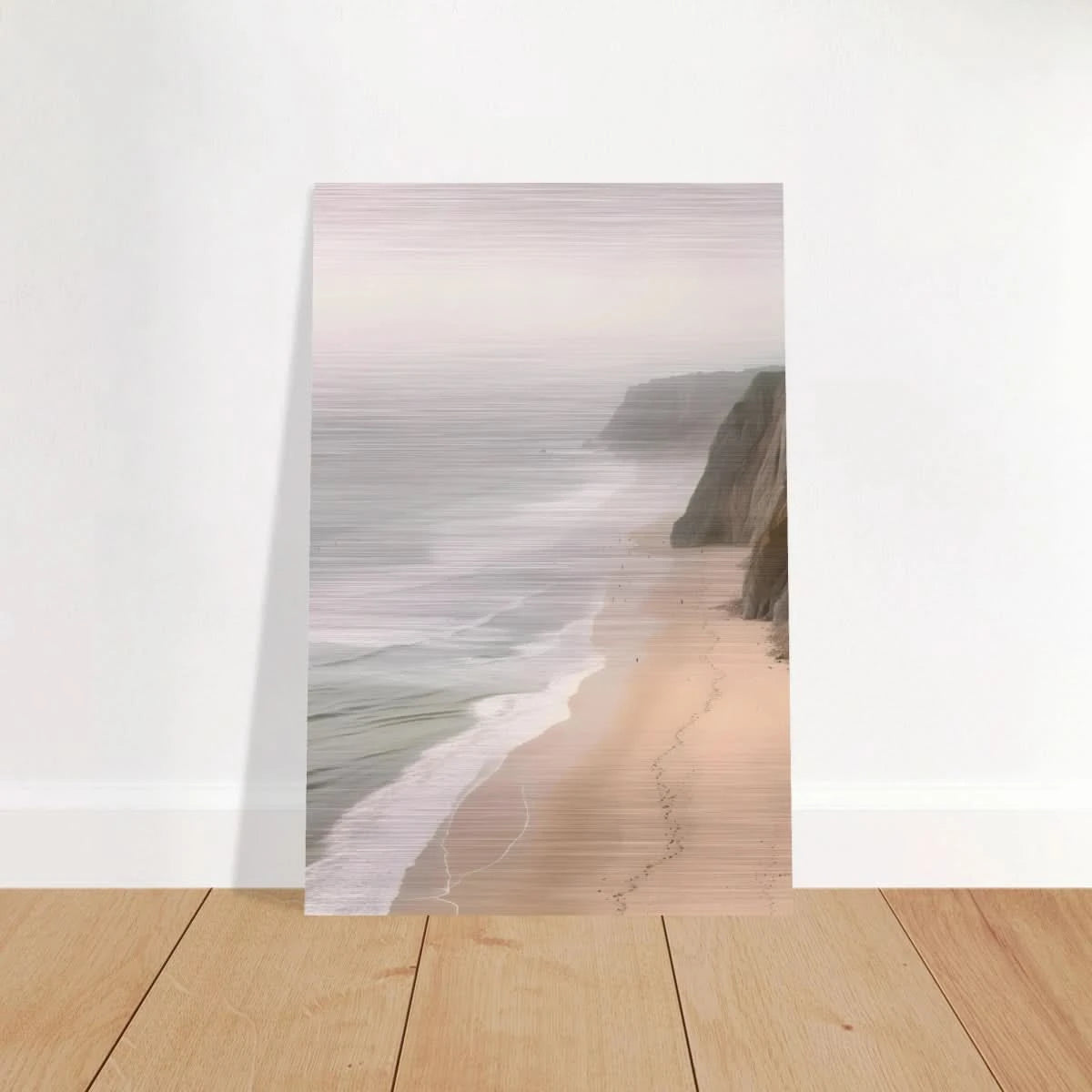 Coastal Reverie – Misty Cliffs & Gentle Shore Wall art print - Brushed Aluminum Print - 60x90 cm / 24x36″ - 