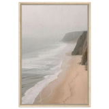 Coastal Reverie – Misty Cliffs & Gentle Shore Wall art print - Framed Canvas - 60x90 cm / 24x36″ - Wood frame