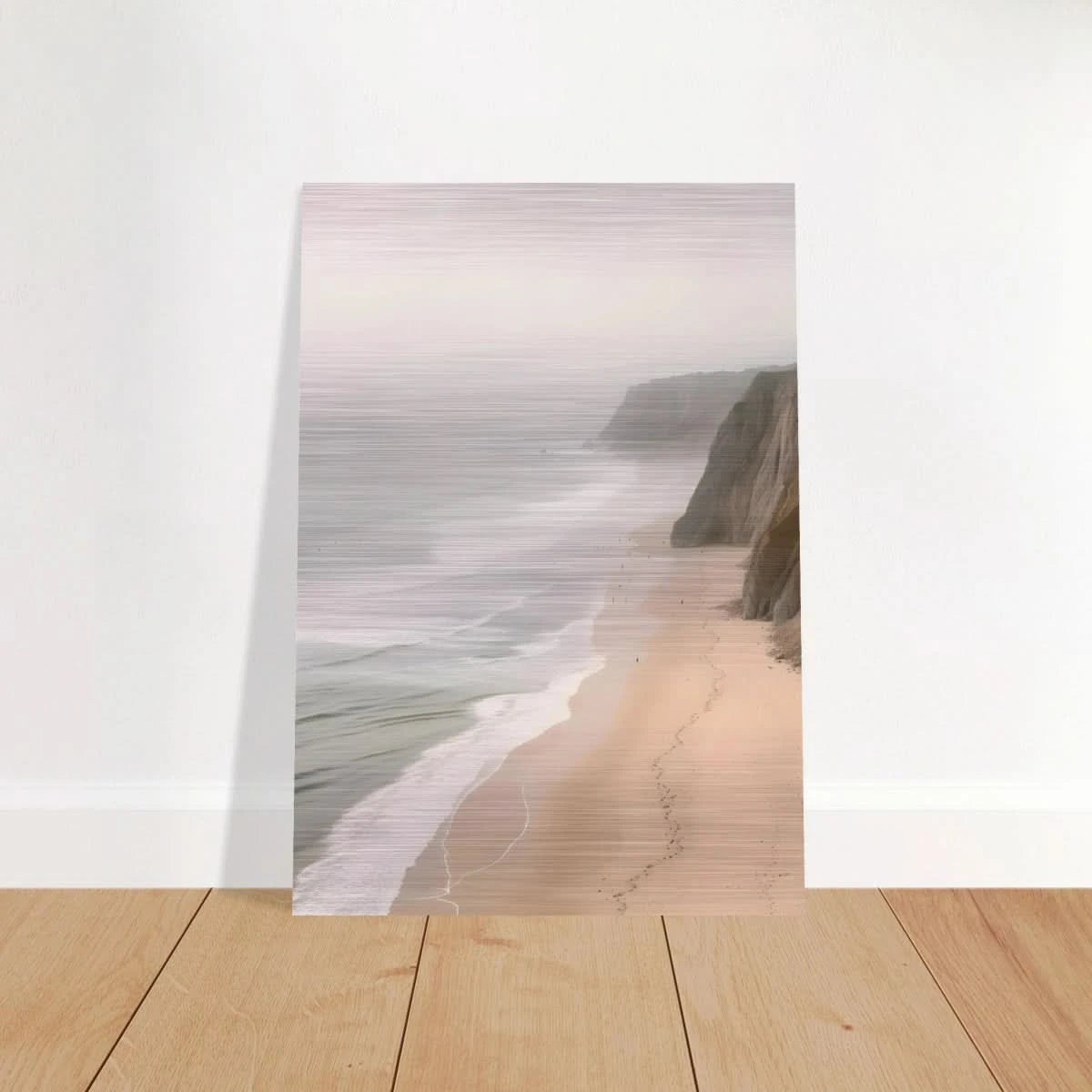 Coastal Reverie – Misty Cliffs & Gentle Shore Wall art print - Brushed Aluminum Print - 70x100 cm / 28x40″ - 