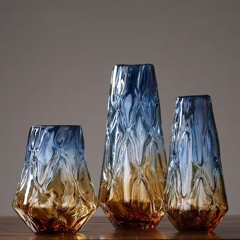 Colorful Gradient Glass Vase – Modern Hydroponic Decorative Flower Vase - Large - 