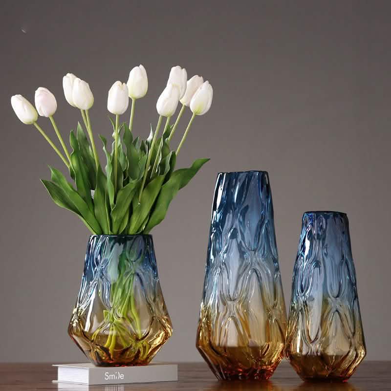 Colorful Gradient Glass Vase – Modern Hydroponic Decorative Flower Vase - Large - 