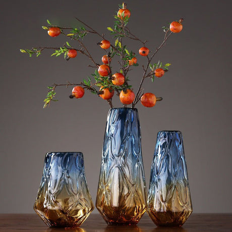 Colorful Gradient Glass Vase – Modern Hydroponic Decorative Flower Vase - Large - 