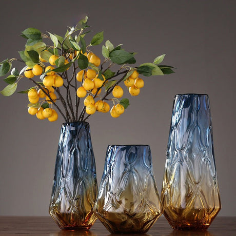 Colorful Gradient Glass Vase – Modern Hydroponic Decorative Flower Vase - Large - 