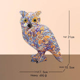 Colorful Owl Resin Ornaments – Modern Art Animal Figurines - Blooming Perch Owl - 