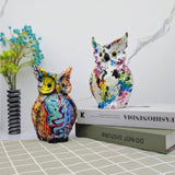 Colorful Owl Resin Ornaments – Modern Art Animal Figurines - Vibrant Harmony Owl - 