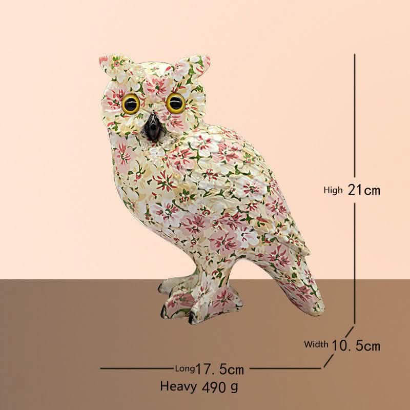Colorful Owl Resin Ornaments – Modern Art Animal Figurines - Elegant Ivory Owl - 