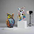 Colorful Owl Resin Ornaments – Modern Art Animal Figurines - Vibrant Harmony Owl - 