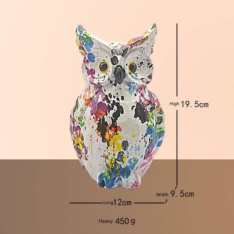 Colorful Owl Resin Ornaments – Modern Art Animal Figurines - Vibrant Harmony Owl - 
