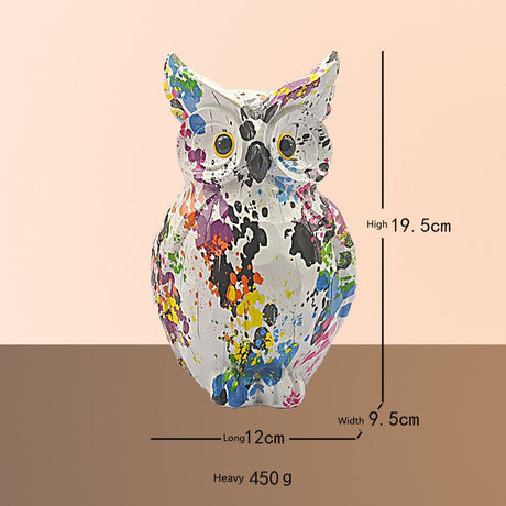 Colorful Owl Resin Ornaments – Modern Art Animal Figurines - Vibrant Harmony Owl - 