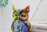 Colorful Owl Resin Ornaments – Modern Art Animal Figurines - Vibrant Harmony Owl - 