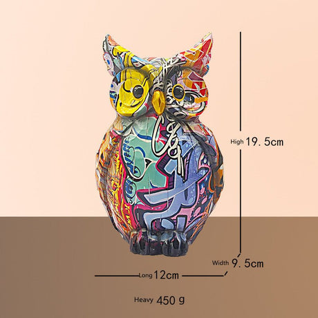 Colorful Owl Resin Ornaments – Modern Art Animal Figurines - Floral Radiance Owl - 