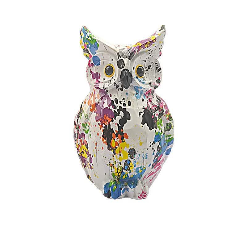 Colorful Owl Resin Ornaments – Modern Art Animal Figurines - Vibrant Harmony Owl - 