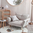 Convertible Sofa Couch with Adjustable Backrest and Armrests - Beige linen upholst - 