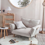 Convertible Sofa Couch with Adjustable Backrest and Armrests - Beige linen upholst - 