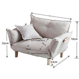 Convertible Sofa Couch with Adjustable Backrest and Armrests - Beige linen upholst - 