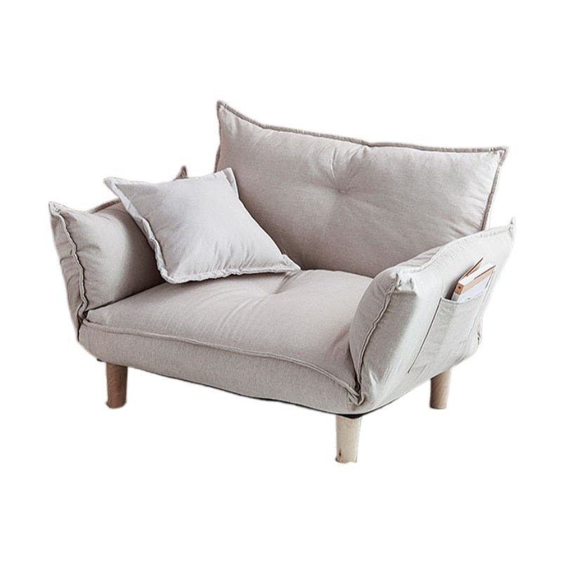 Convertible Sofa Couch with Adjustable Backrest and Armrests - Beige linen upholst - 