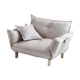 Convertible Sofa Couch with Adjustable Backrest and Armrests - Beige linen upholst - 