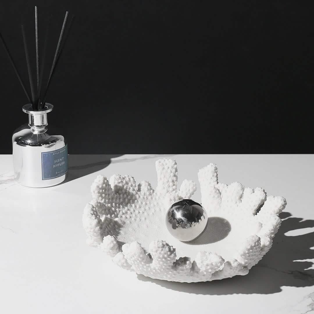 Coral - Inspired Resin Fruit Bowl – Modern Minimalist Decorative Plate - Coral flower - 