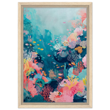 "Coral Symphony" – Underwater Reef Wall Art Print - Framed Canvas - 30x45 cm / 12x18″ - Wood frame