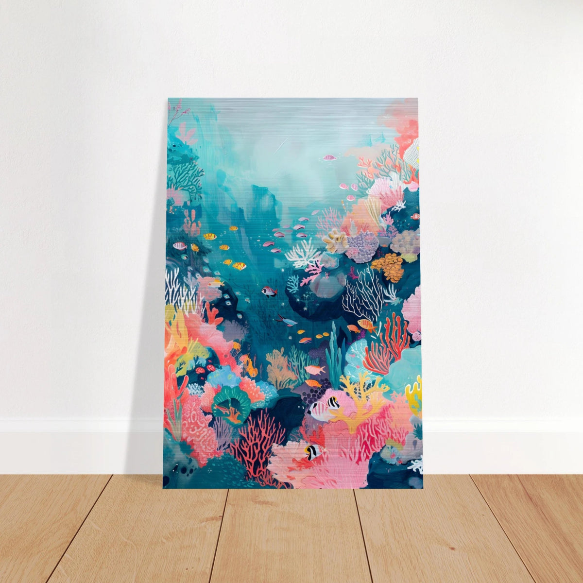 "Coral Symphony" – Underwater Reef Wall Art Print - Brushed Aluminum Print - 30x45 cm / 12x18″ - 