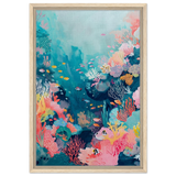"Coral Symphony" – Underwater Reef Wall Art Print - Framed Canvas - 40x60 cm / 16x24″ - Wood frame