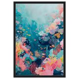 "Coral Symphony" – Underwater Reef Wall Art Print - Framed Canvas - 60x90 cm / 24x36″ - Black frame