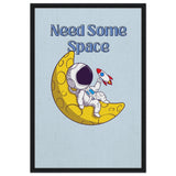 Cosmic Escape: Need Some Space | Motivational pop art wall art print - 60x90 cm / 24x36″ - Framed Canvas - Black frame