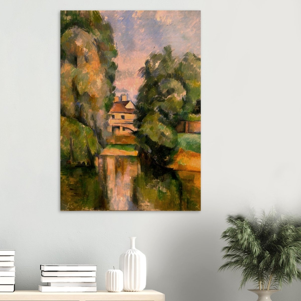Country House by a River by Paul Cézanne 1890 - Wood Prints - 70x100 cm / 28x40″ - 10 mm