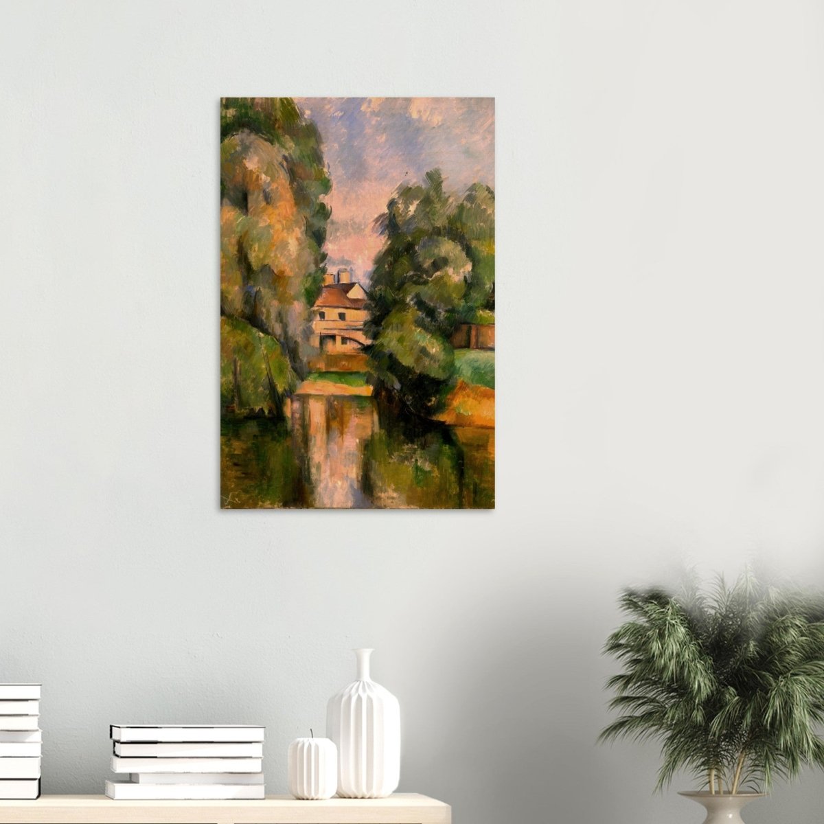 Country House by a River by Paul Cézanne 1890 - Wood Prints - 50x75 cm / 20x30″ - 20 mm