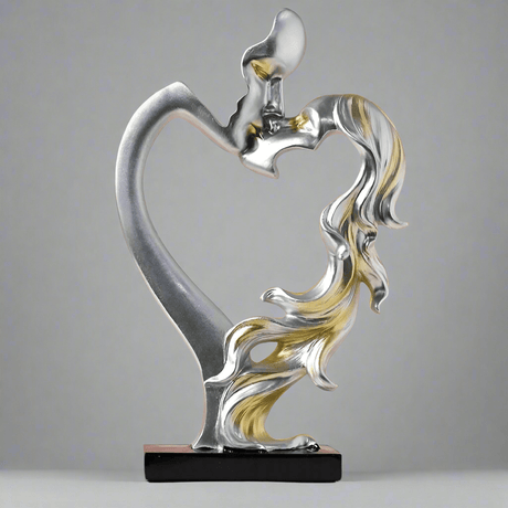 Couple Love Resin Sculpture – Modern Romantic Home Décor Ornament - Golden Embrace (Gold finish) - 