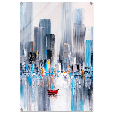 “Crimson Drift” – City Stillness in Motion | Modern Abstract Wall art Print - Acrylic Print - 60x90 cm / 24x36″ - 