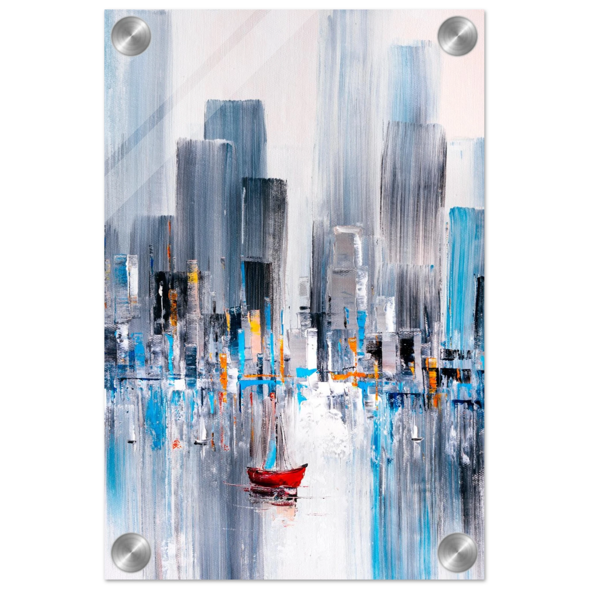 “Crimson Drift” – City Stillness in Motion | Modern Abstract Wall art Print - Acrylic Print - 20x30 cm / 8x12″ - 